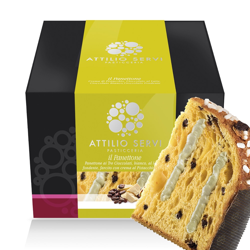 Panettone artigianale ai tre cioccolati Attilio Servi